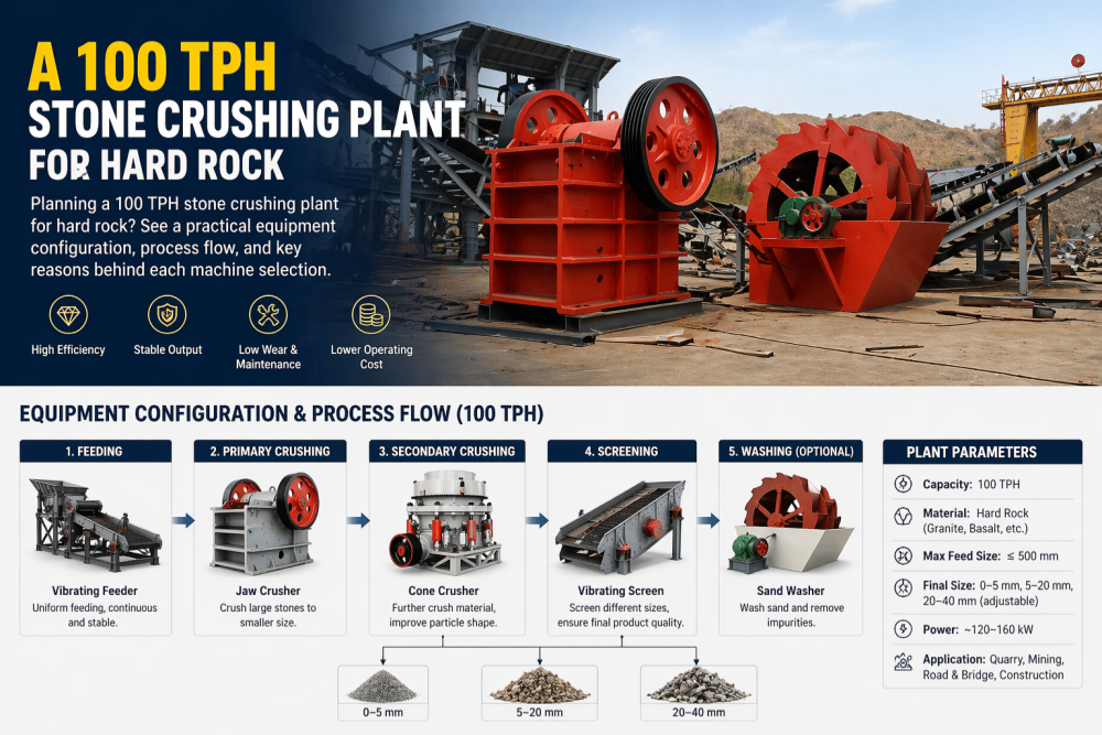 100 TPH stone crushing plant