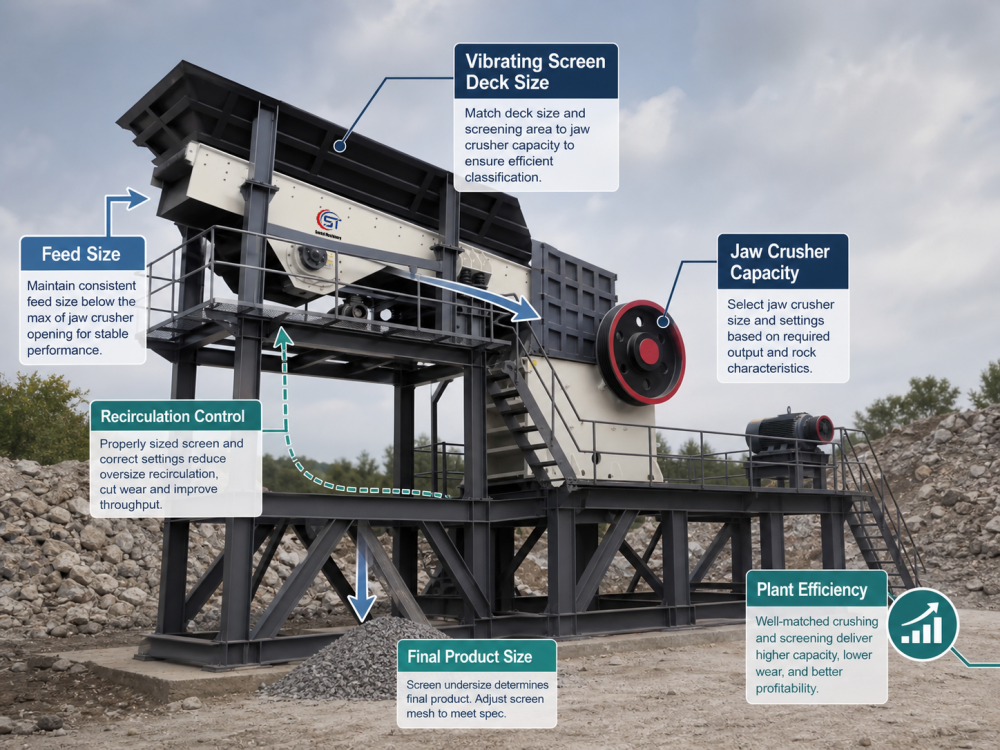 match jaw crusher and vibrating screen
