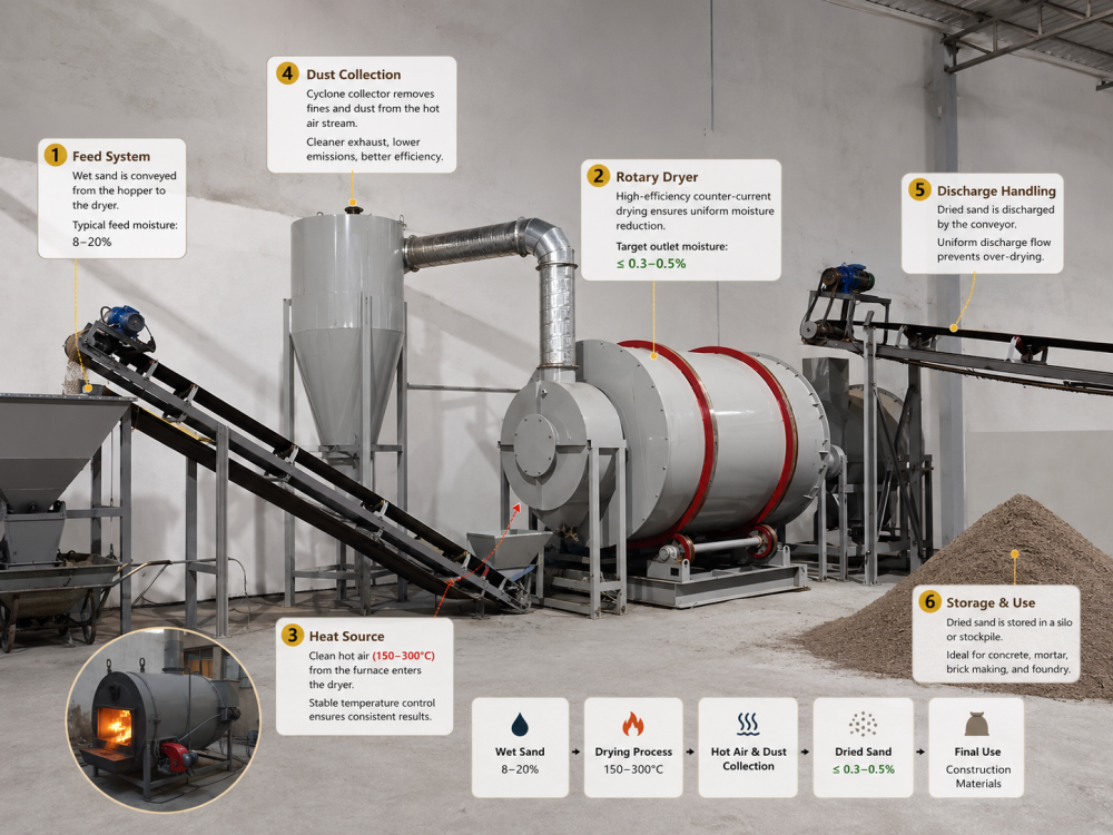 three cylinder sand dryer