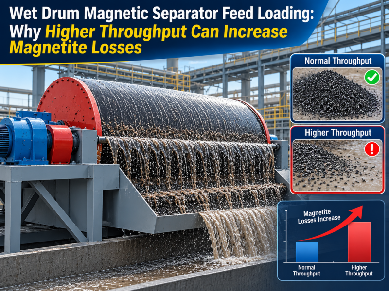 Wet Drum Magnetic Separator Feed Loading: Why Higher Throughput Can Increase Magnetite Losses
