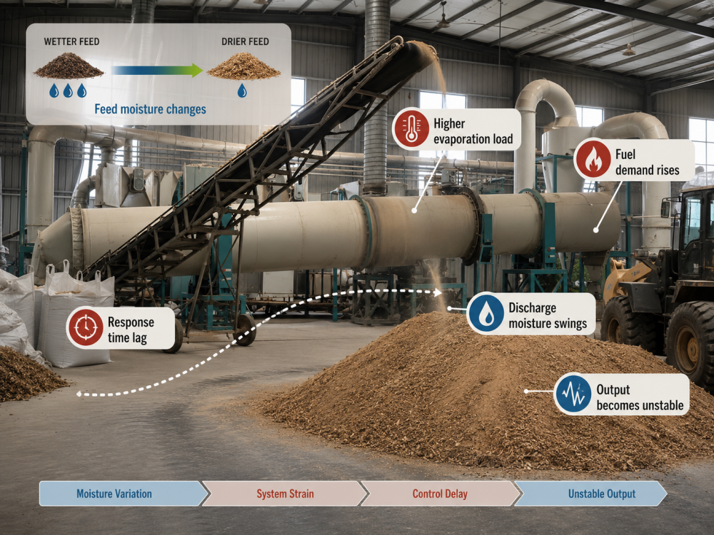 rotary dryer moisture control