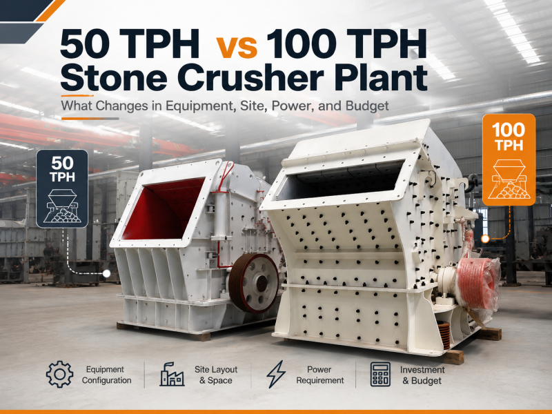 50 TPH vs 100 TPH Stone Crusher Plant: What Changes in Equipment, Site, Power, and Budget